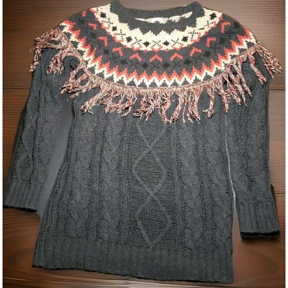 Sweater Dress En Creme Size S Winter Yarn Black Red White - Picture 1 of 4